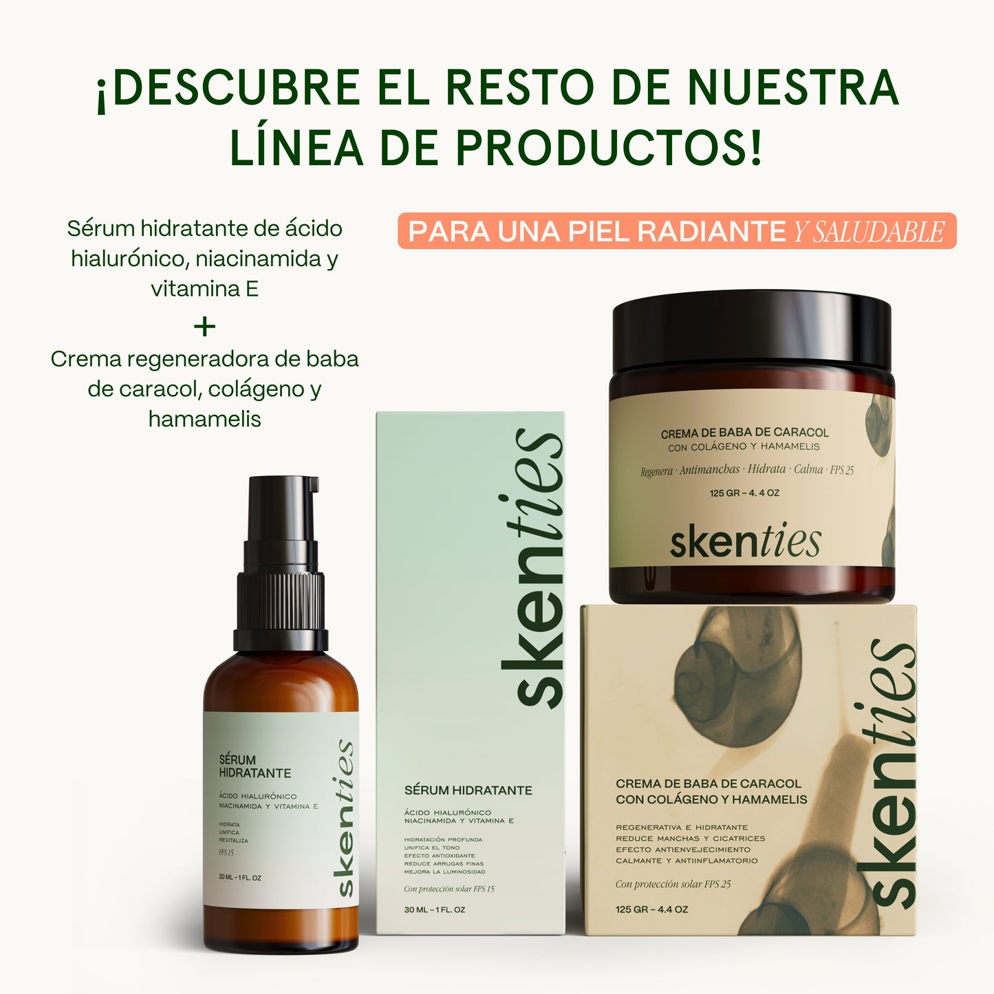 Sérum Hidratante con Ácido Hialurónico, Niacinamida y Vitamina E FPS 15 - 30 ml